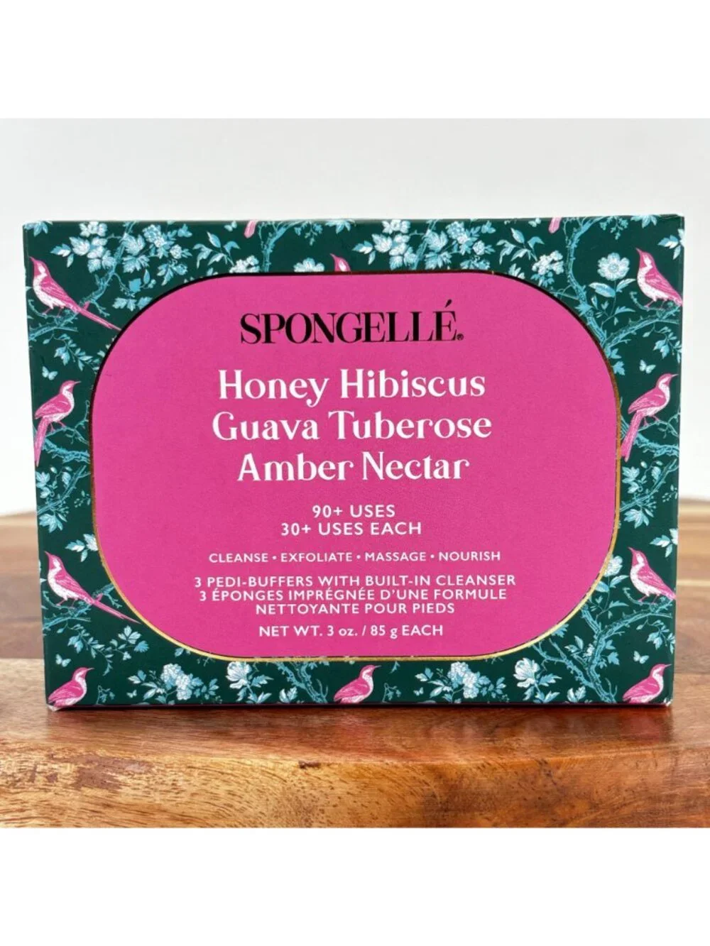 Spongelle Honey Hibiscus Guava Tuberose Amber Nectar Pedi-Buffer Trio 3 oz